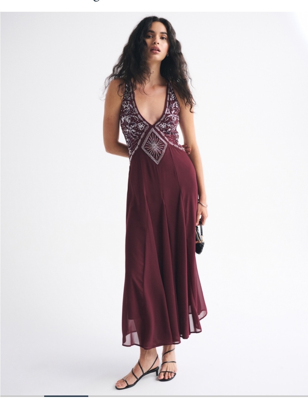 Abercrombie & Fitch beaded plunge maxi dress